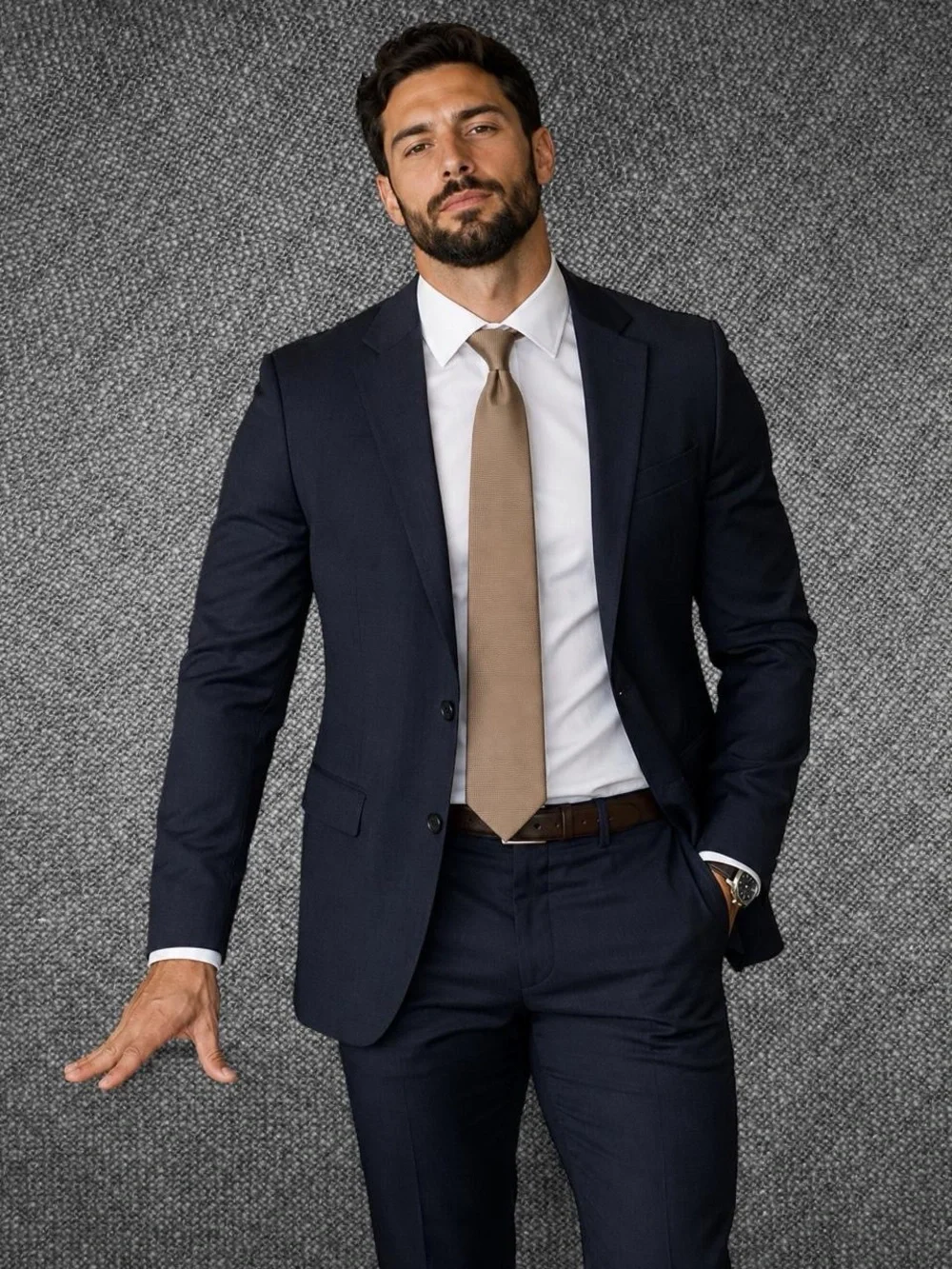 Calvin Klein Beige Textured Slim Width Men’s Neck Tie